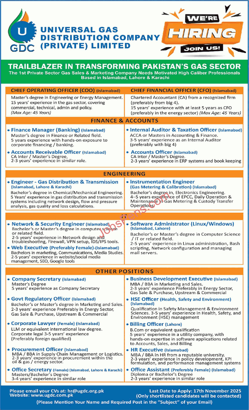 Universal Gas Distribution Company Jobs 2025