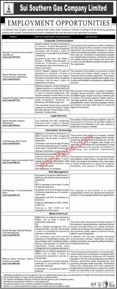Sui Southern Gas Company Limited SSGC Job 205
